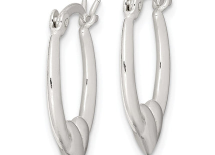 Sterling Silver Polished Heart Oval Hoop Earrings