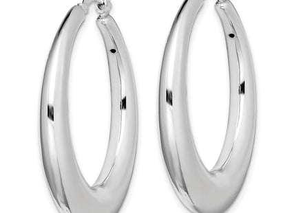 Sterling Silver RH-plated Polished Tapered Hollow Round Hoop Earrings, 38 x 38mm