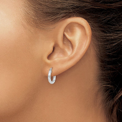 Sterling Silver Rhodium-plated Twisted Hoop Earrings, 15 x 2.7mm
