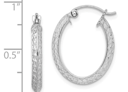 Sterling silver oval hoop earrings, further view