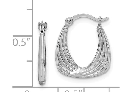 Sterling Silver Rhodium Plated Hollow Hoop Earrings (Style QE8374)