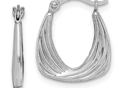 Sterling Silver Rhodium Plated Hollow Hoop Earrings (Style QE8374)