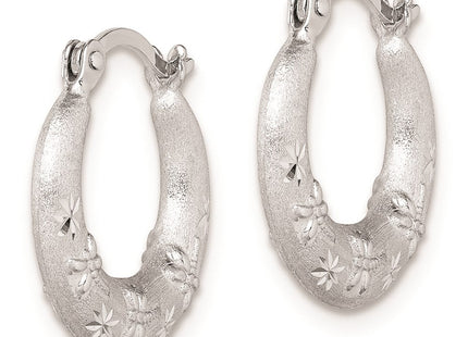 Sterling Silver Rhodium Plated Diamond Cut Hoop Earrings (Style QE8379)