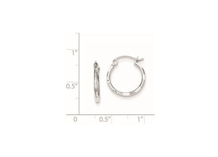Sterling Silver Rhodium Plated Diamond Cut Hoop Earrings (Style QE8381)
