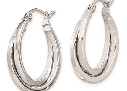 Sterling Silver Rhodium Plated Double Hoop Earrings