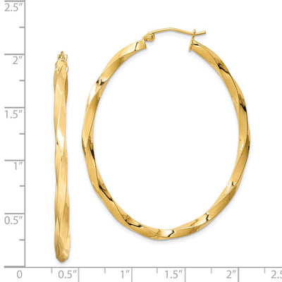 Sterling Silver Gold-plated Twisted Oval Hoop Earrings