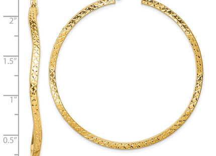 Sterling Silver Gold-plated Diamond Cut Wavy Hoop Earrings (Style QE8465)