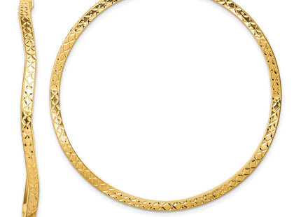 Sterling Silver Gold-plated Diamond Cut Wavy Hoop Earrings (Style QE8465)
