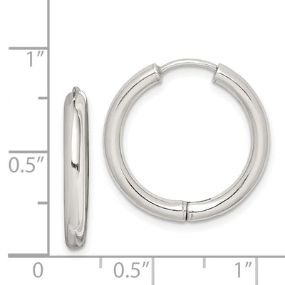 Sterling Silver Rhodium-plated Polished Hollow Hinged Hoop Earrings, 21 x 20mm