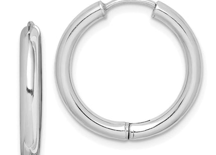 Sterling Silver Rhodium-plated Polished Hollow Hinged Hoop Earrings (Style QE8499)