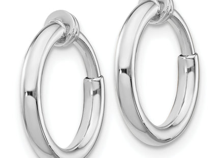 Sterling Silver RH-plated Non-Pierced Round Hoop Earrings