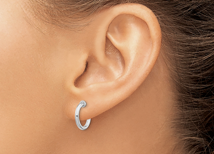 Sterling Silver RH-plated Non-Pierced Round Hoop Earrings