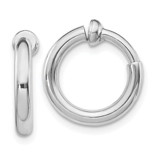 Sterling Silver RH-plated 2. Non-Pierced Round Hoop Earrings (Style QE8557)