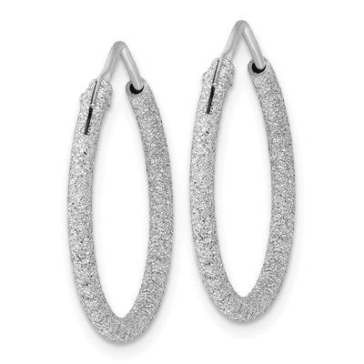 Sterling Silver Rhodium-plated Laser Cut Endless Hoop Earrings, 26 x 2mm