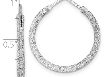 Sterling Silver Rhodium-plated Laser Cut Endless Hoop Earrings (Style QE8564)