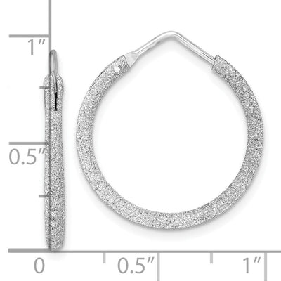 Sterling Silver Rhodium-plated Laser Cut Endless Hoop Earrings, 26 x 2mm