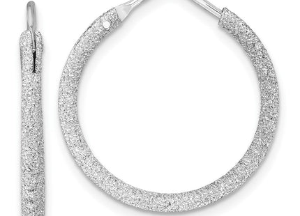 Sterling Silver Rhodium-plated Laser Cut Endless Hoop Earrings (Style QE8564)