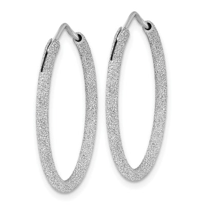 Sterling Silver Rhodium-plated Laser Cut Endless Hoop Earrings, 32 x 2mm