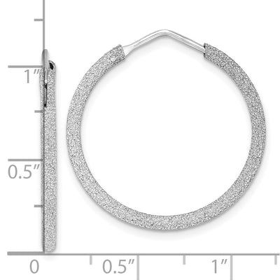 Sterling Silver Rhodium-plated Laser Cut Endless Hoop Earrings, 32 x 2mm