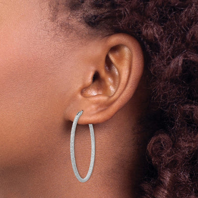 Sterling Silver Rhodium-plated Laser Cut Endless Hoop Earrings, 41 x 2mm