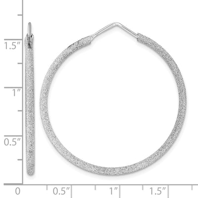 Sterling Silver Rhodium-plated Laser Cut Endless Hoop Earrings, 41 x 2mm