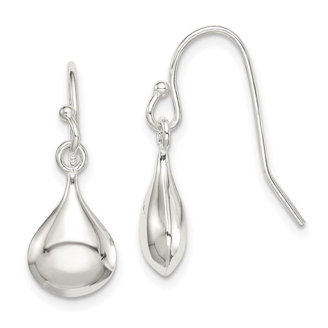 Sterling Silver Shepherd Hook Earrings, 26 x 8mm