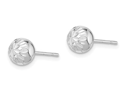 Sterling Silver Rhodium Plated Diamond Cut Post Earrings (Style QE8618)