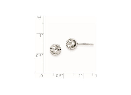Sterling Silver Rhodium Plated Diamond Cut Post Earrings (Style QE8618)