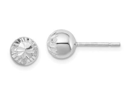 Sterling Silver Rhodium Plated Diamond Cut Post Earrings (Style QE8618)