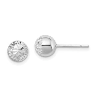 Sterling Silver Rhodium Plated Diamond Cut Post Earrings (Style QE8618)
