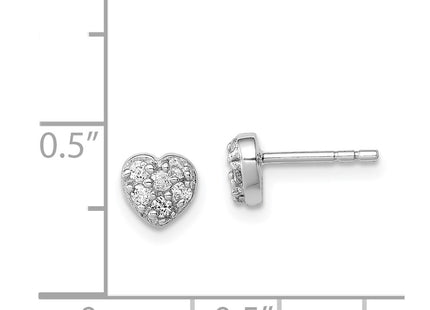 Sterling silver cubic zirconia heart earrings, further view