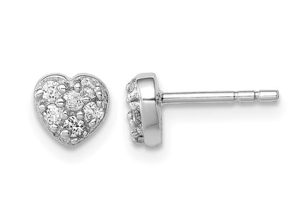Sterling silver cubic zirconia heart earrings