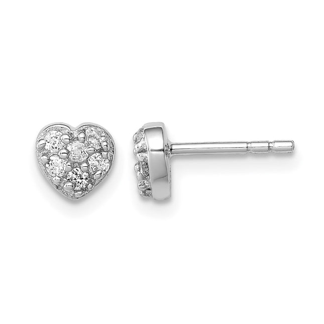 Sterling silver cubic zirconia heart earrings
