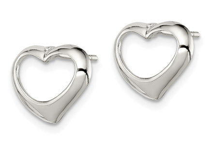 Sterling silver heart earrings, alternate view