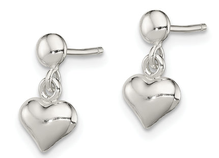 Sterling Silver Dangle Heart Post Earrings