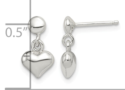 Sterling Silver Dangle Heart Post Earrings