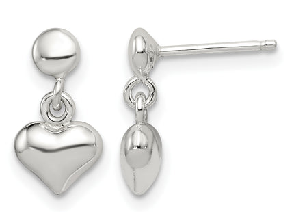Sterling Silver Dangle Heart Post Earrings