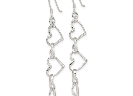 Sterling silver heart drop earrings, alternate view