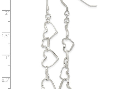 Sterling silver heart drop earrings, further view