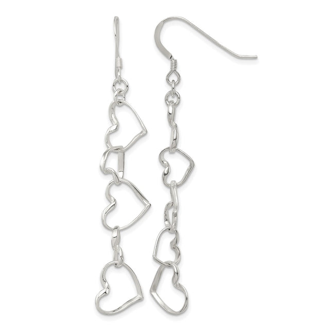 Sterling silver heart drop earrings