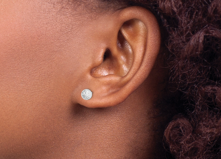 Sterling Silver Rhod-plated Diamond Cut Ball Post Earrings