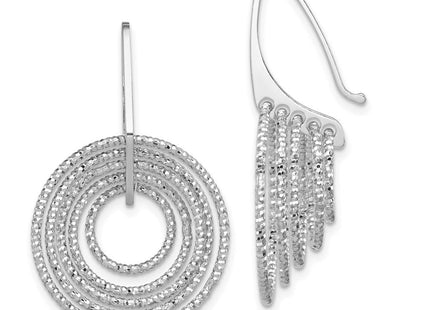Sterling Silver Rhodium Plated D/C Circles Dangle Earrings (Style QE8902)