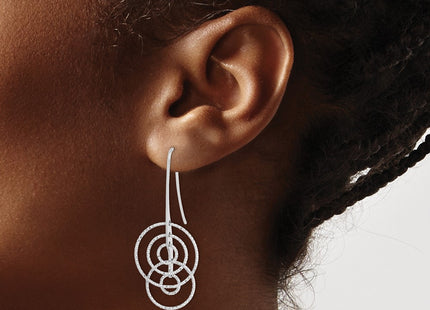 Sterling silver circle drop earrings, another view