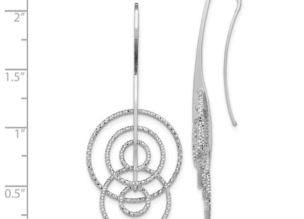Sterling silver circle drop earrings, further view
