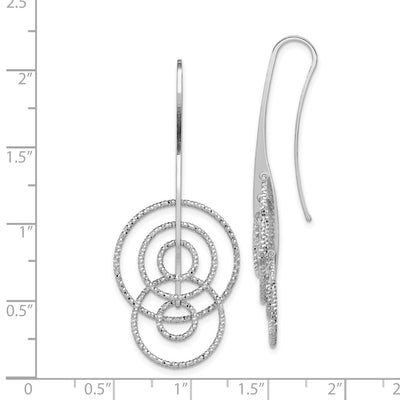 Sterling Silver Rhodium Plated D/C Circles Dangle Earrings, 50 x 20mm