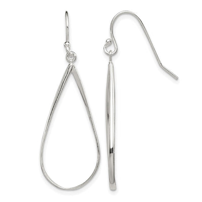 Sterling Silver Polished Teardrop Dangle Earrings, 41 x 15mm