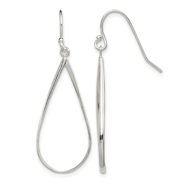Sterling Silver Polished Teardrop Dangle Earrings, 41 x 15mm