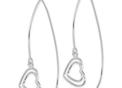 Sterling Silver Rhodium-plated Heart Threader Earrings (Style QE9075)