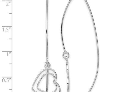 Sterling Silver Rhodium-plated Heart Threader Earrings (Style QE9075)