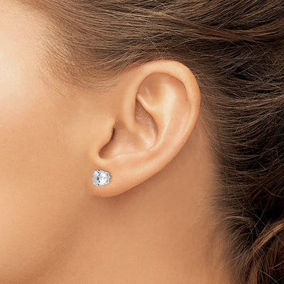 Sterling Silver Rhodium-plated Polished Round CZ Stud Earrings, 7 x 7mm